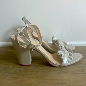 Vince Camuto Metallic Ruffle High Heel Sandals / Size: 11 / Color: Silver